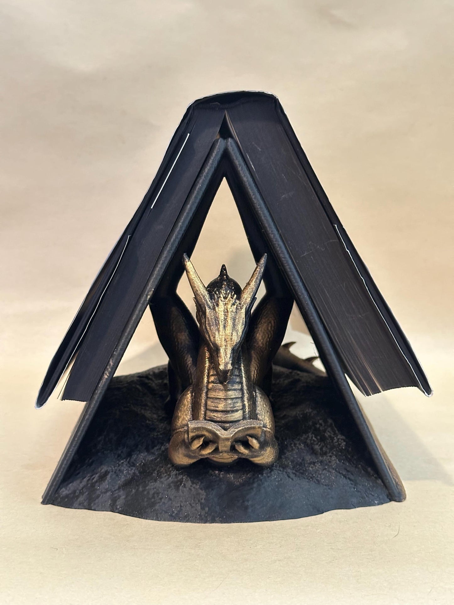 Winged Reading Dragon 3D Gold Book Stand Holder Display Page Keeper