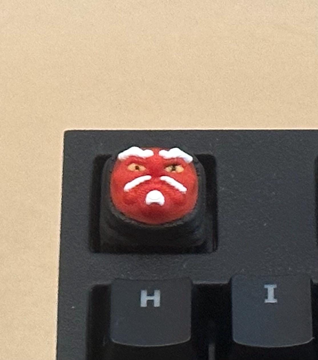 Red/Yellow Oni Mask - Artisan Mechanical Keyboard Keycap - Cherry MX Switch