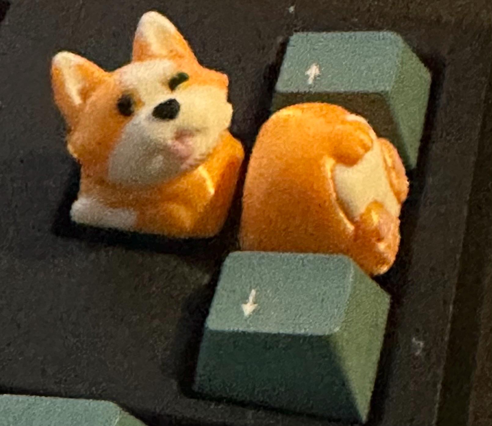 Corgi Dog - Two Piece - Artisan Mechanical Keyboard Keycap - Cherry MX Switch