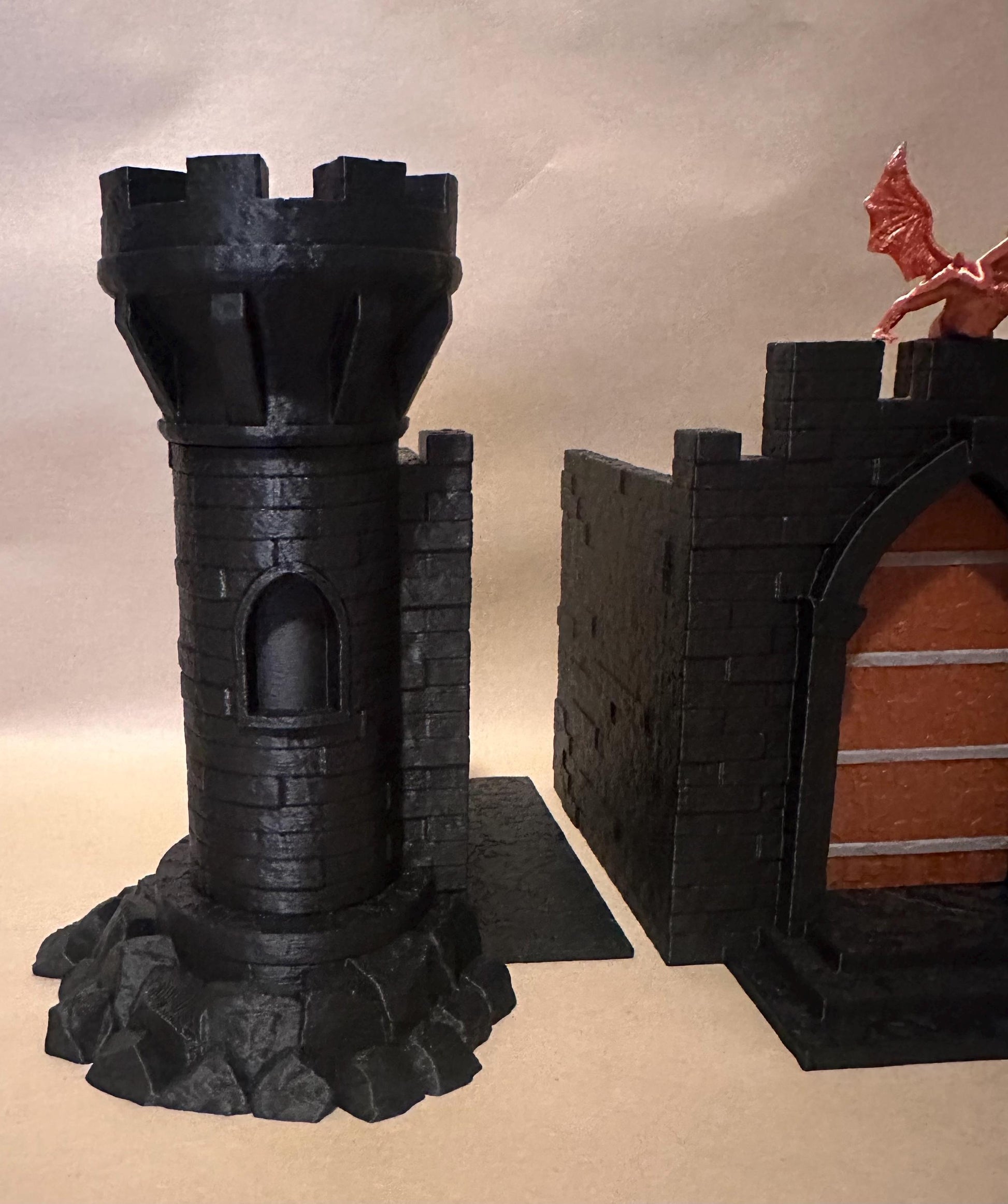 Castle Bookend - Three Piece - Moving gate and storage towers!