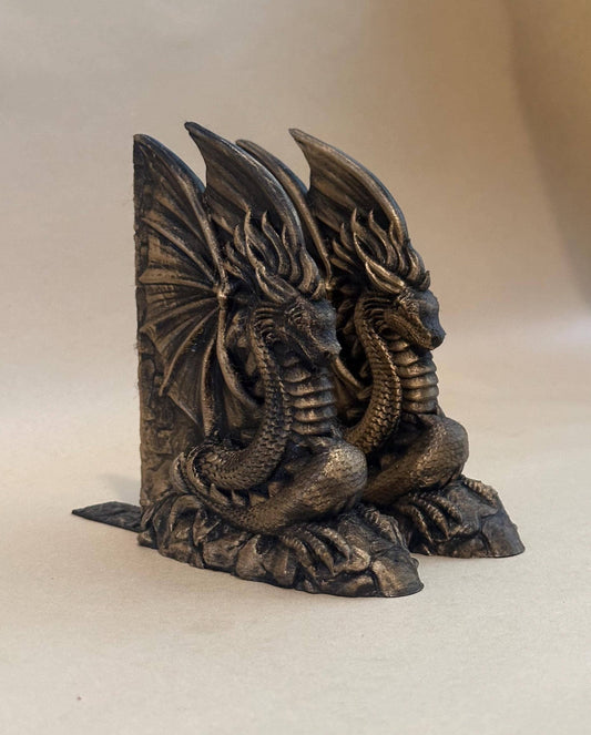 Dragon Bookends 3D Gold