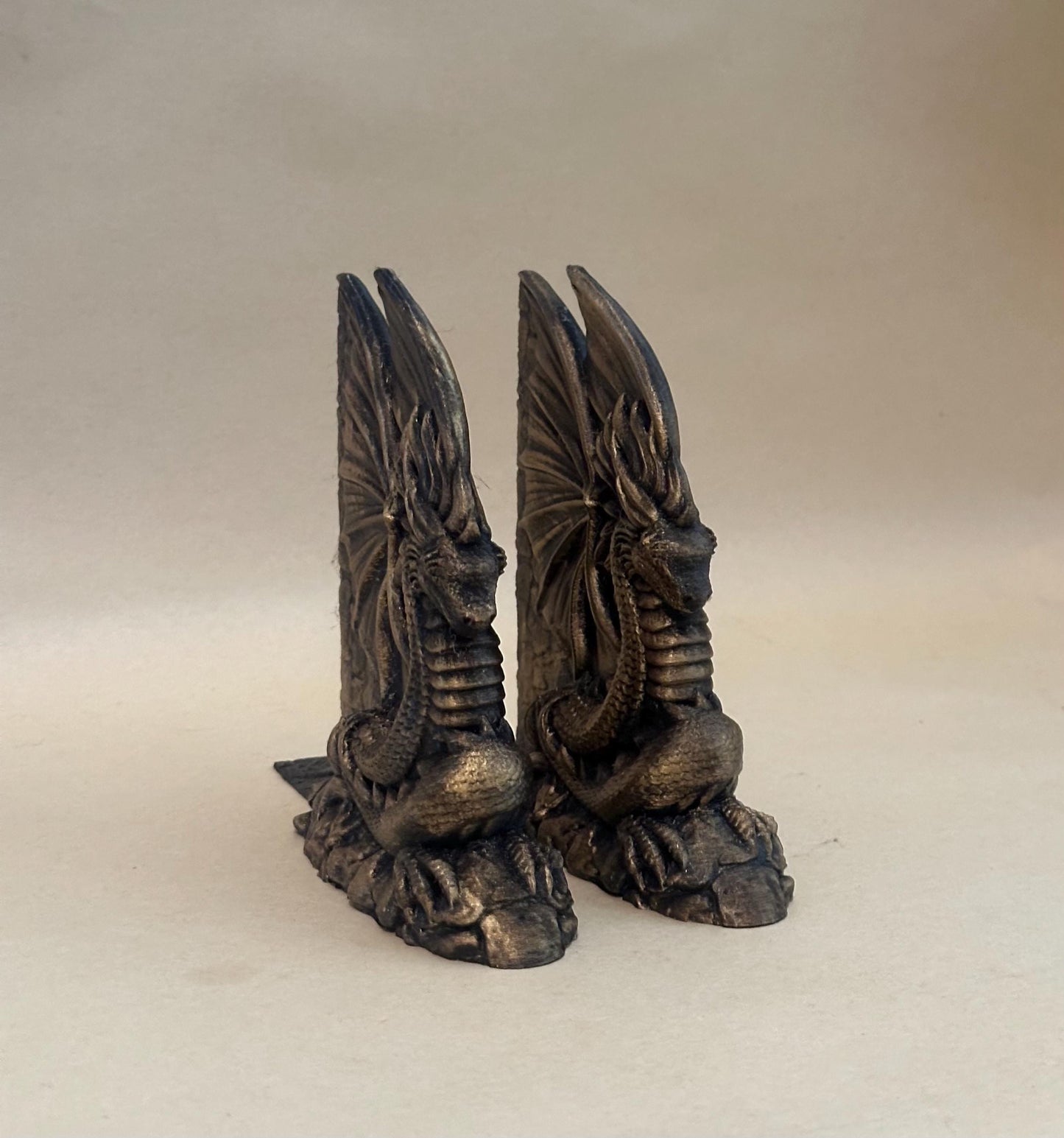 Dragon Bookends 3D Gold
