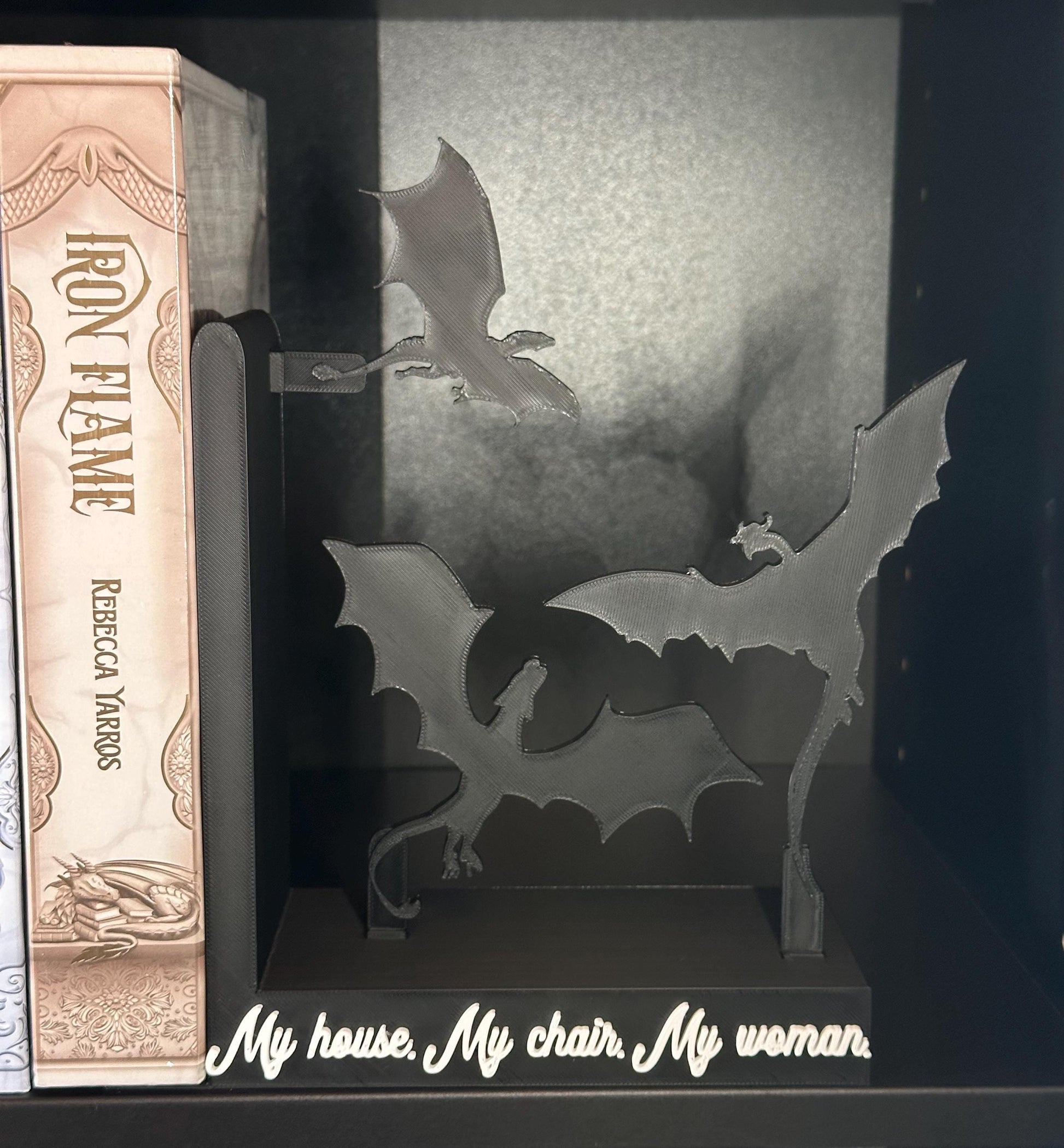 Dragon Bookend - iron flame fourth wing inspired - quote