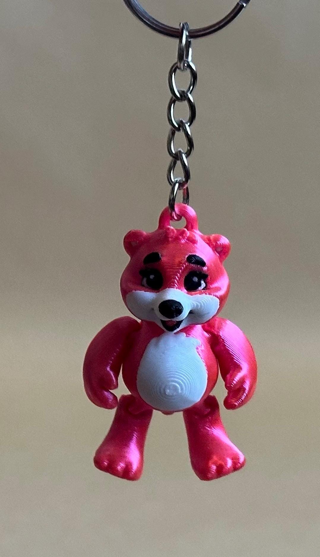 Pink Bear Articulated Flexi Keychain