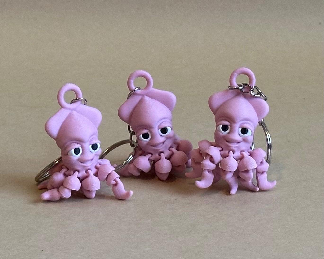 Pink Octopus Articulated Flexi Keychain