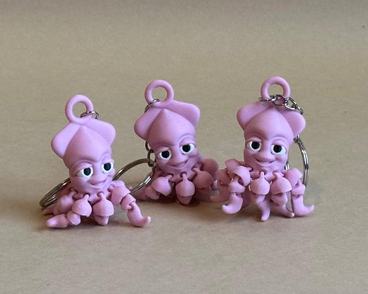 Pink Octopus Articulated Flexi Keychain