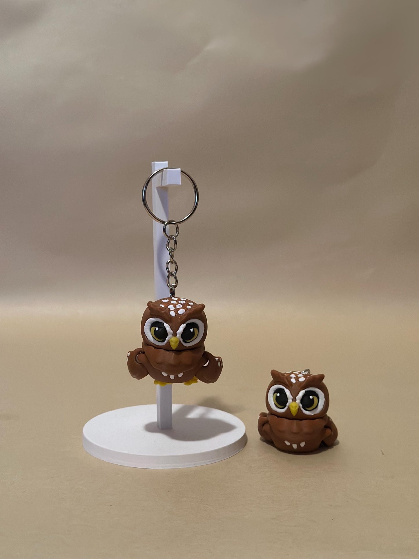 Owl - Brown - Articulated Flexi moving keychain