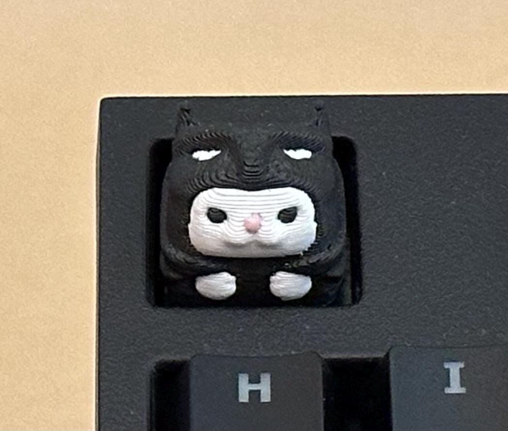 Batman Cat - Artisan Mechanical Keyboard Keycap - Cherry MX Switch