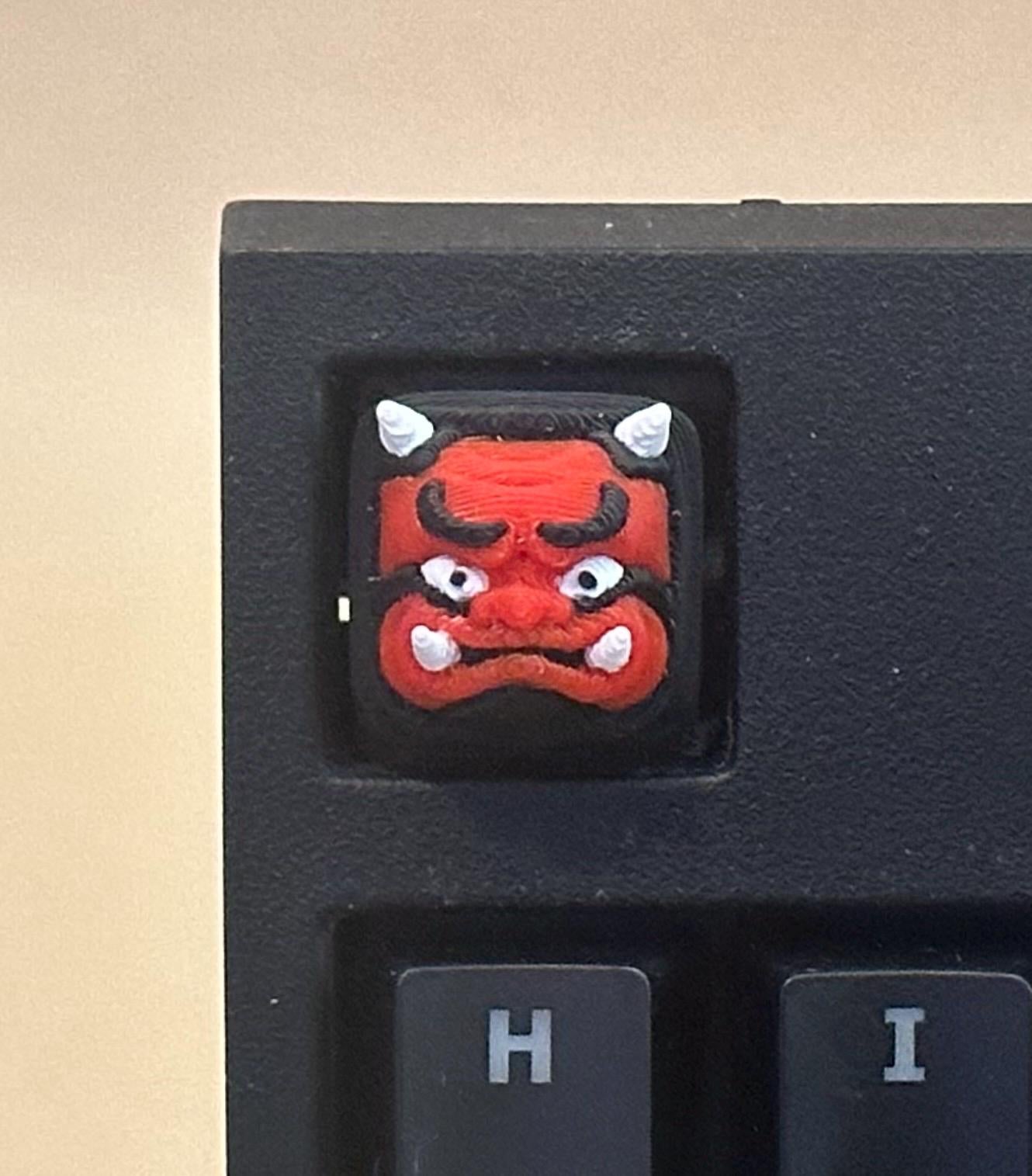 Red Oni Mask - Artisan Mechanical Keyboard Keycap - Cherry MX Switch