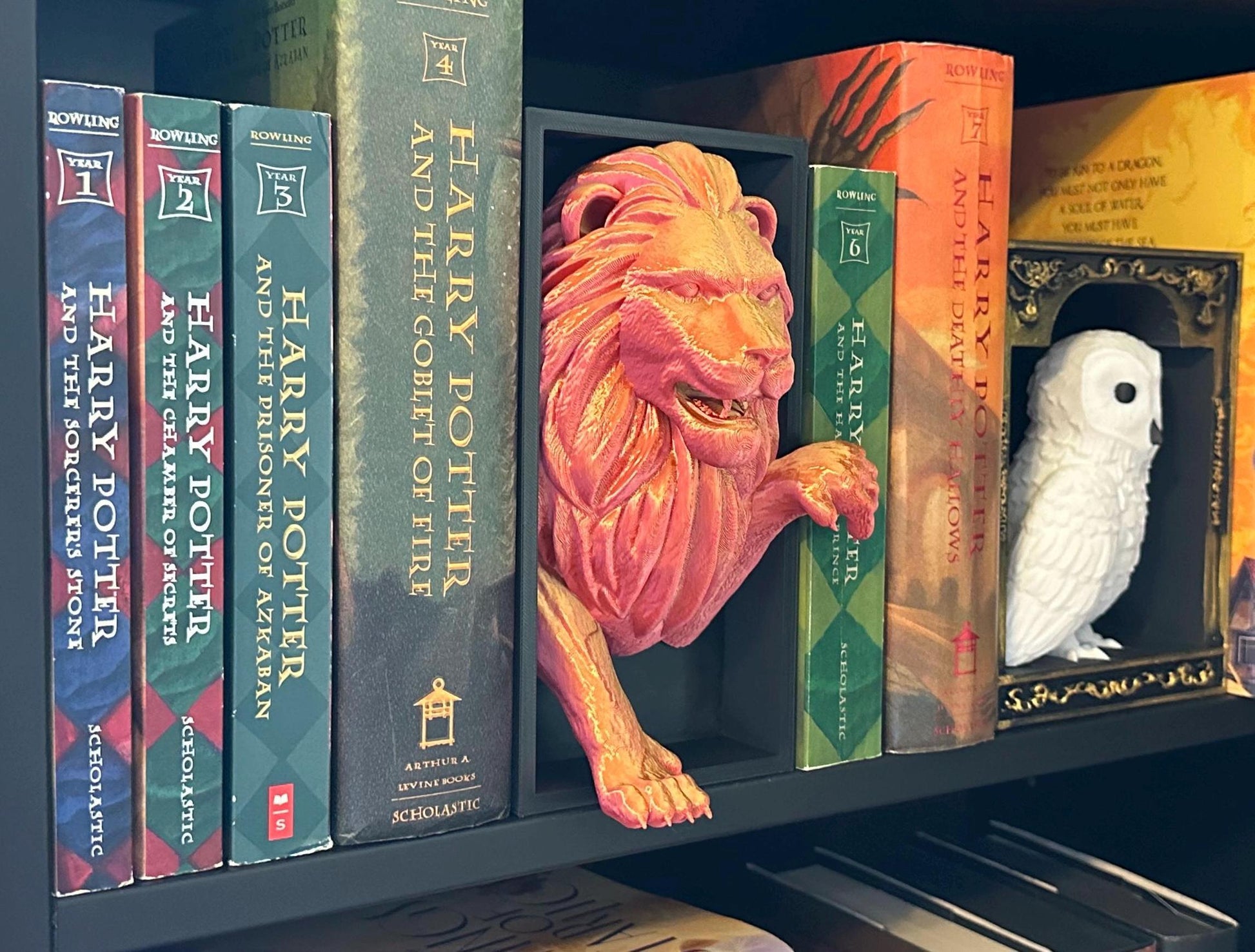 Red Gold Lion Gryffindor house inspired 3D Book Nook