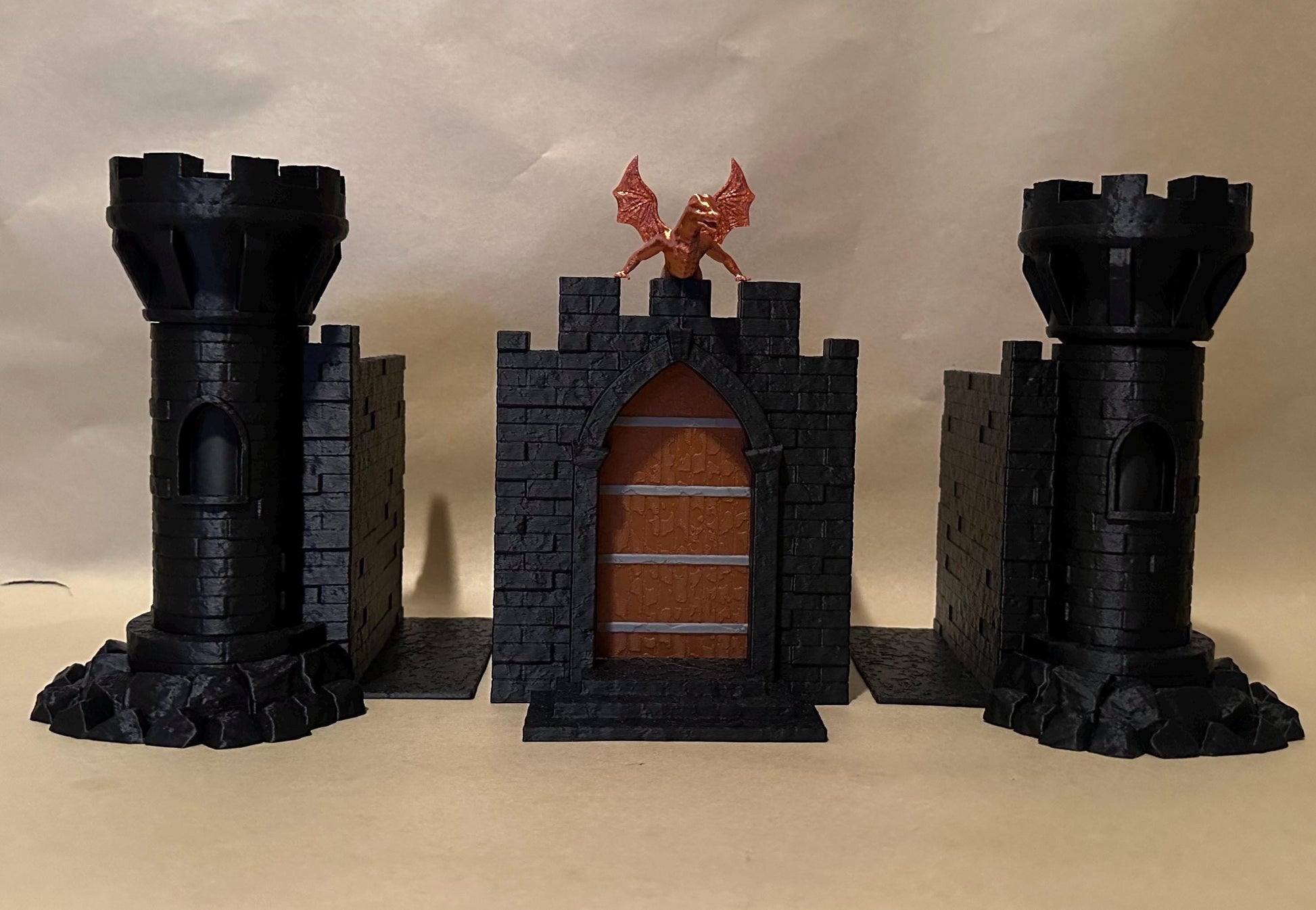 Castle Bookend - Three Piece - Moving gate and storage towers!