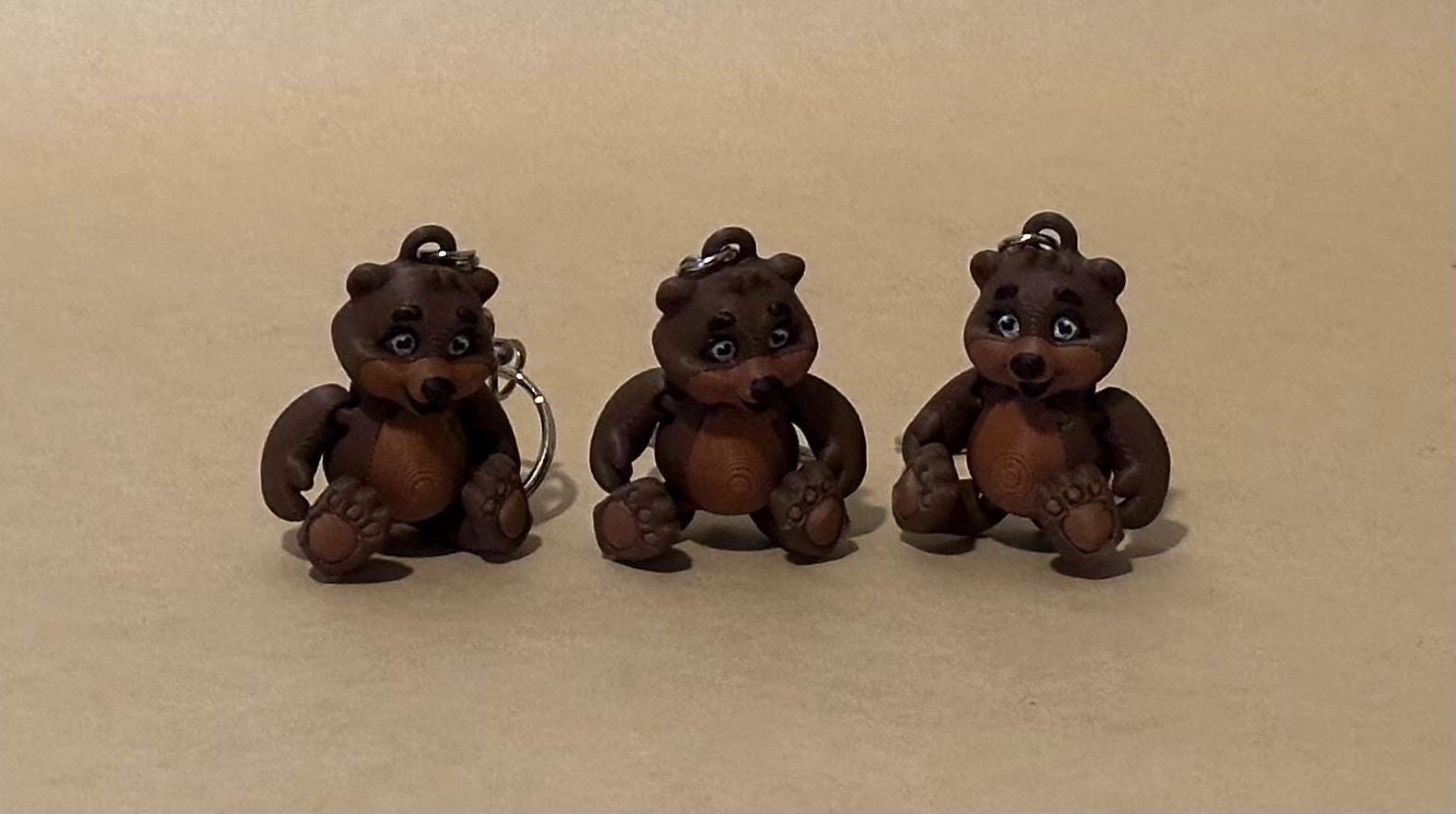 Brown Bear Articulated Flexi Keychain