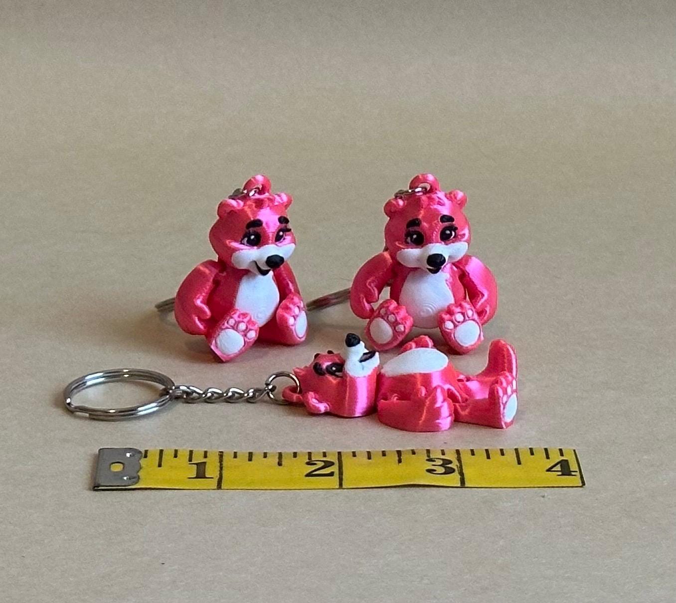 Pink Bear Articulated Flexi Keychain