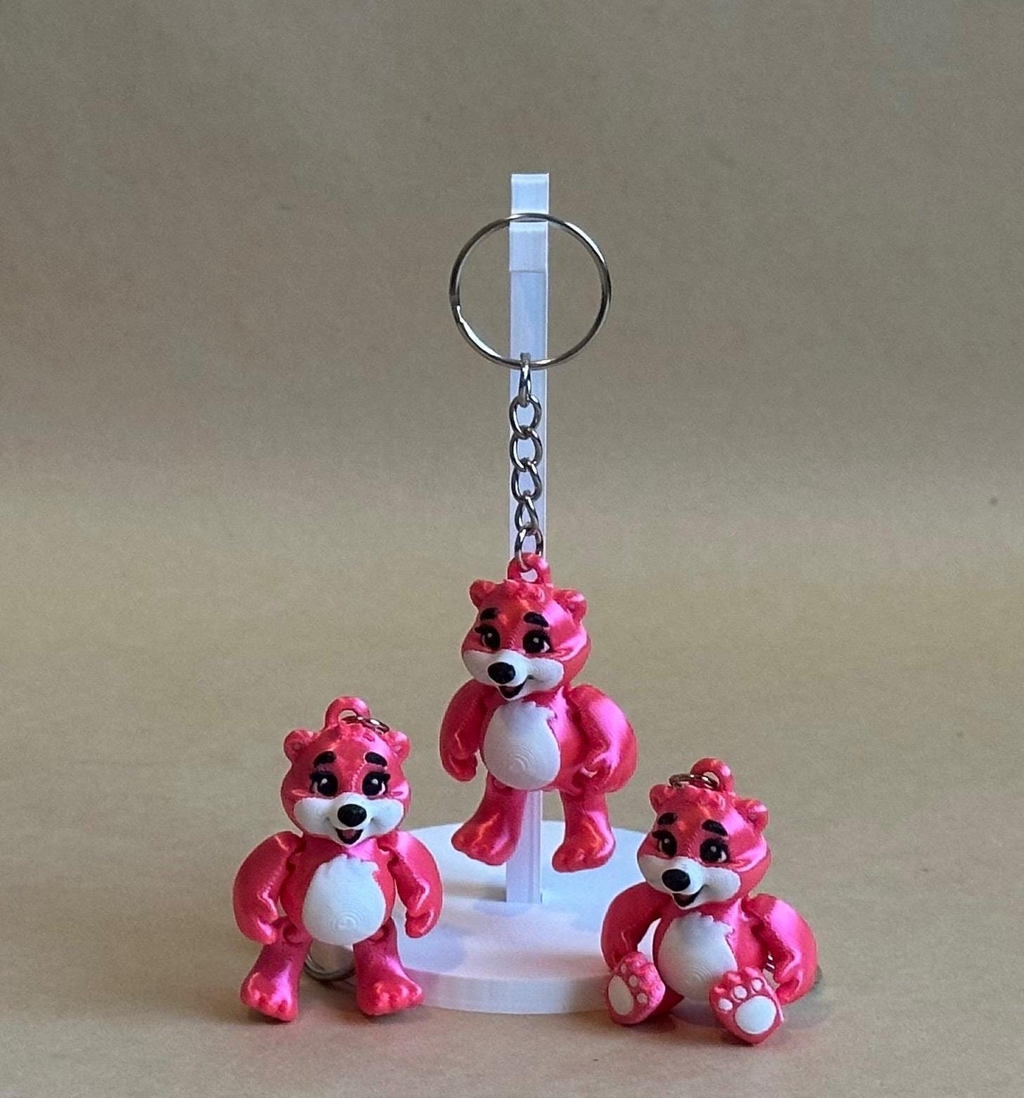 Pink Bear Articulated Flexi Keychain