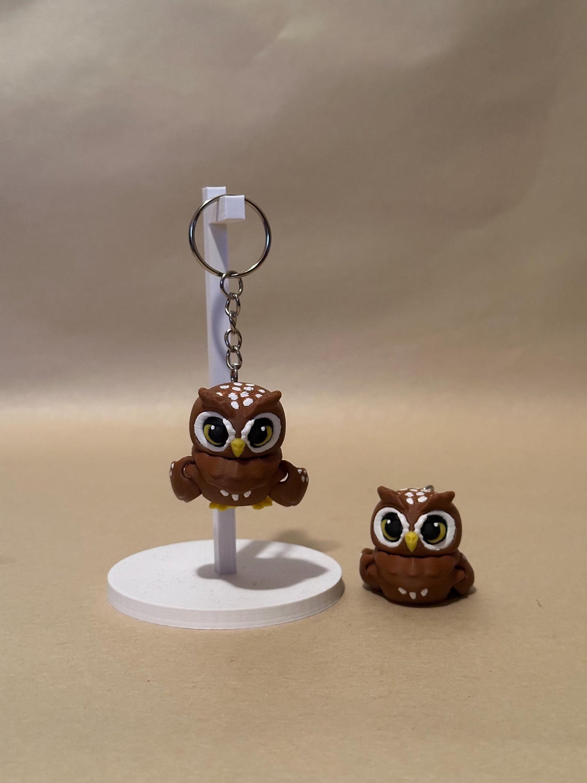 Owl - Brown - Articulated Flexi moving keychain