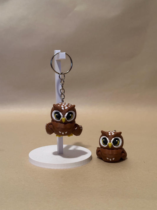 Owl - Brown - Articulated Flexi moving keychain