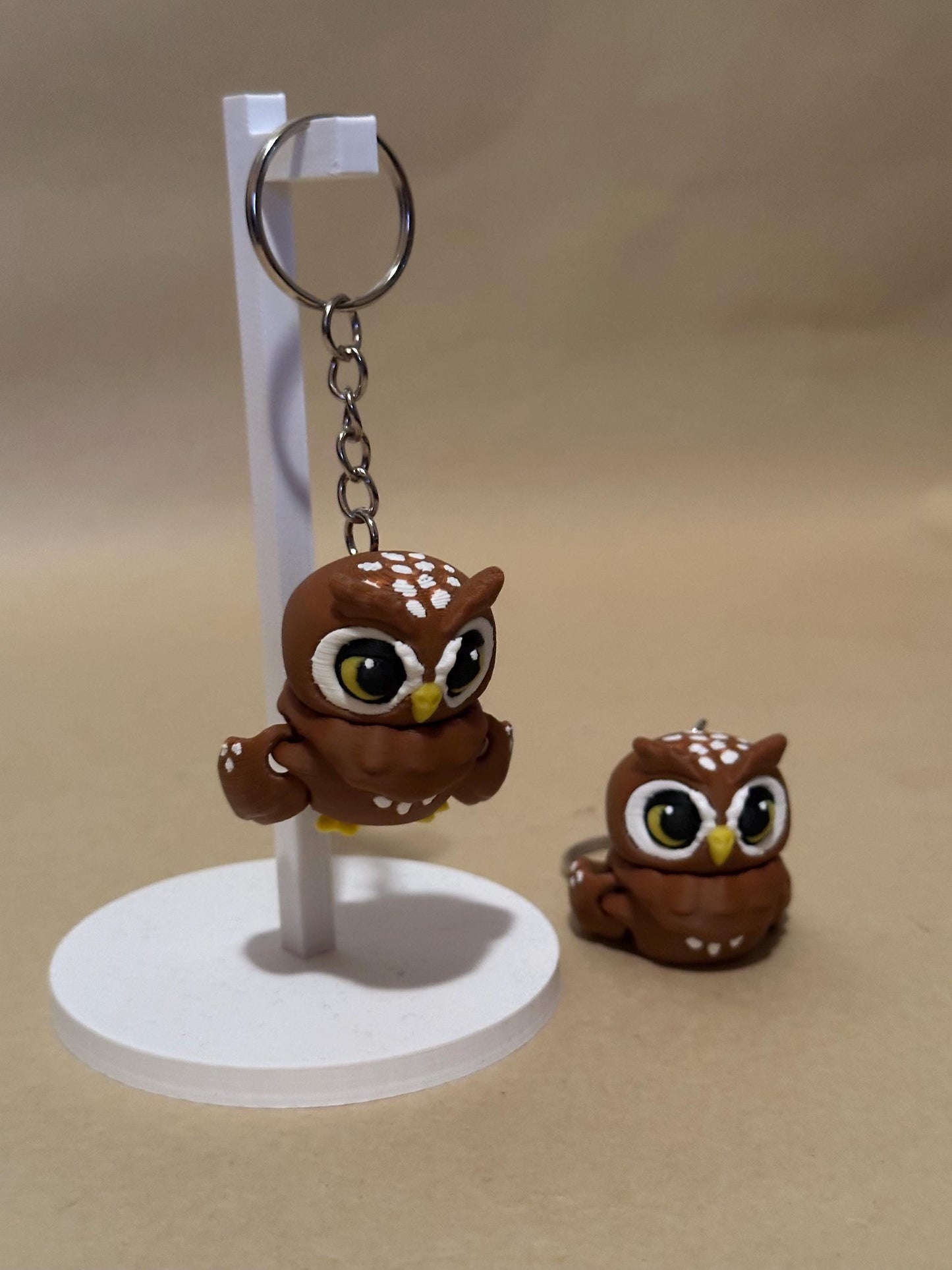 Owl - Brown - Articulated Flexi moving keychain