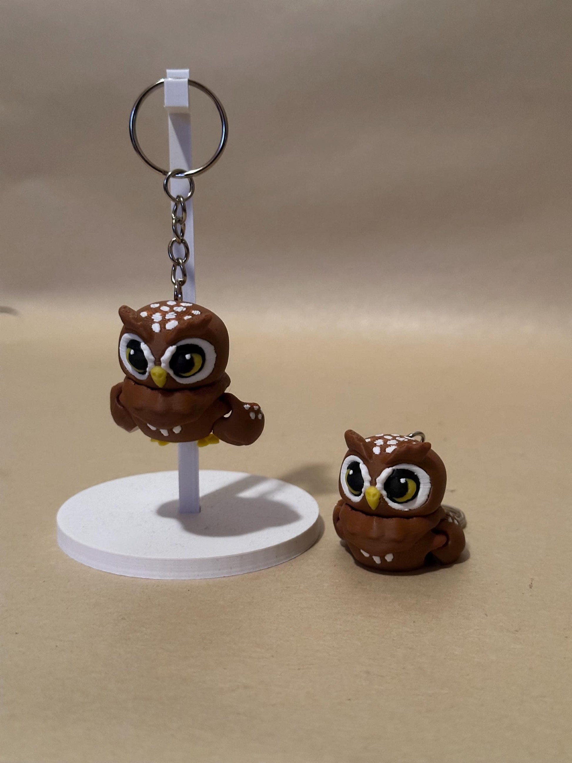 Owl - Brown - Articulated Flexi moving keychain