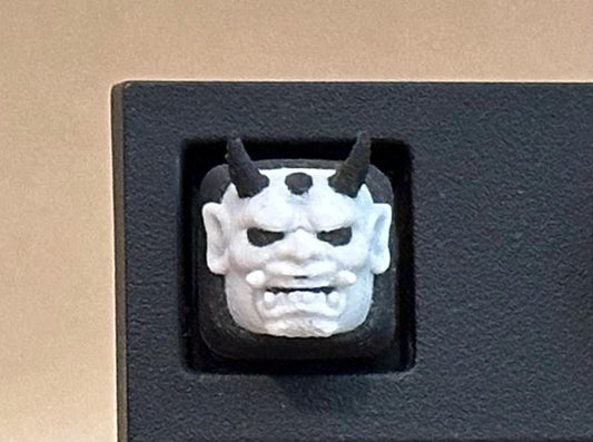 White Oni Mask - Artisan Mechanical Keyboard Keycap - Cherry MX Switch