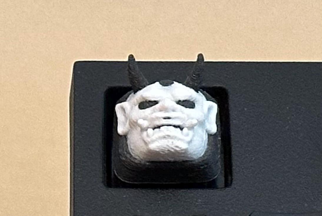 White Oni Mask - Artisan Mechanical Keyboard Keycap - Cherry MX Switch