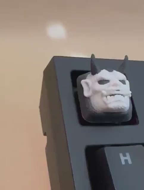 White Oni Mask - Artisan Mechanical Keyboard Keycap - Cherry MX Switch