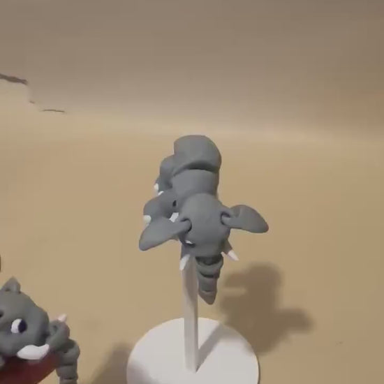 Excitable Elephant - Grey - Articulated Flexi moving keychain
