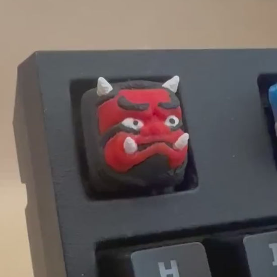 Red Oni Mask - Artisan Mechanical Keyboard Keycap - Cherry MX Switch