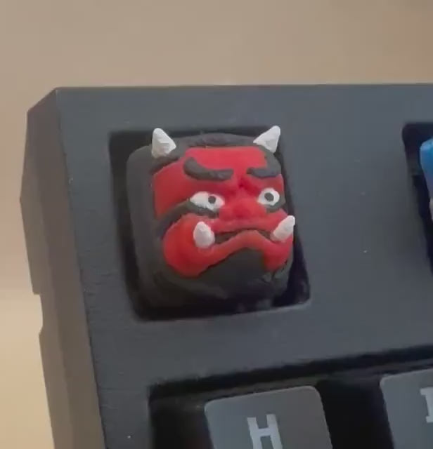 Red Oni Mask - Artisan Mechanical Keyboard Keycap - Cherry MX Switch