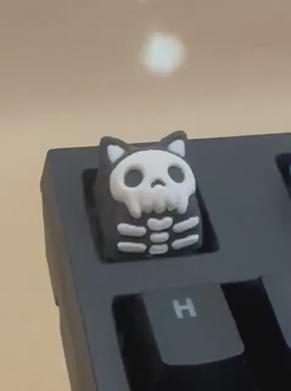 Skeleton Cat - Artisan Mechanical Keyboard Keycap - Cherry MX Switch