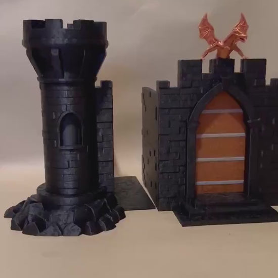 Castle Bookend - Three Piece - Moving gate and storage towers!